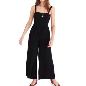 Madewell Smocked Cropped Jumpsuit in Black